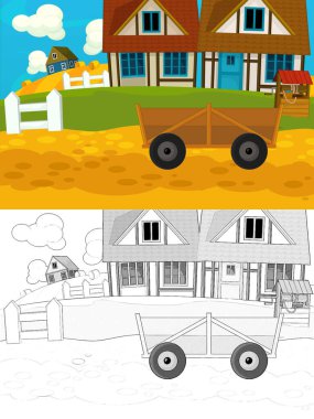 Çocuklar için çizgi film çizim sahnesi - farklı kullanım için - illüstrasyon