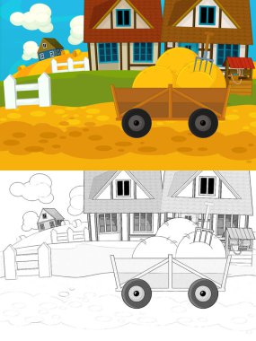 Çocuklar için çizgi film çizim sahnesi - farklı kullanım için - illüstrasyon