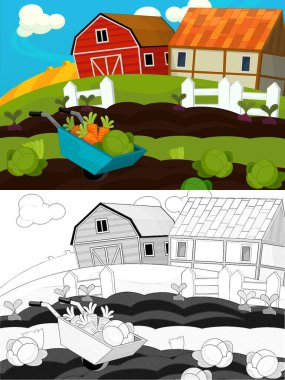 Çocuklar için çizgi film çizim sahnesi - farklı kullanım için - illüstrasyon