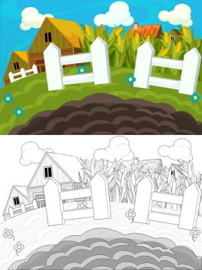 Çocuklar için çizgi film çizim sahnesi - farklı kullanım için - illüstrasyon