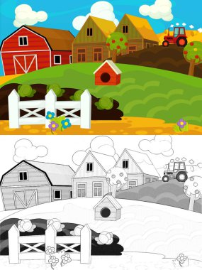 Çocuklar için çizgi film çizim sahnesi - farklı kullanım için - illüstrasyon