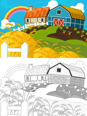 Çocuklar için çizgi film çizim sahnesi - farklı kullanım için - illüstrasyon