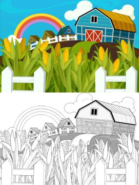 Çocuklar için çizgi film çizim sahnesi - farklı kullanım için - illüstrasyon