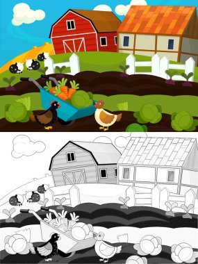 Çocuklar için çizgi film çizim sahnesi - farklı kullanım için - illüstrasyon