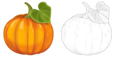 Çizim sahnesi sebze görünümlü çocuklar için balkabağı çizimi