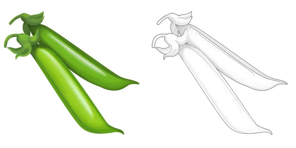 Dessin Animé Croquis Scène Légumes Regarder Pois Illustration Pour Les — Photo