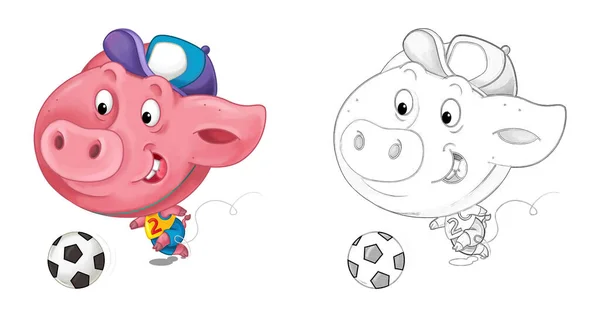 卡通片 以小猪作画 有乐趣 儿童图解 — 图库照片
