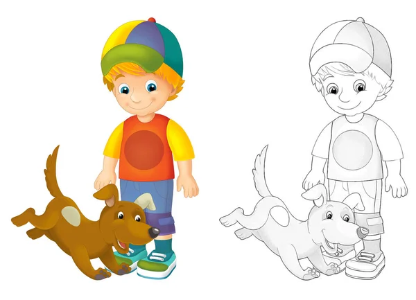 Cartoon Sketch Scene Happy Child White Background Illustration Children — Stock Photo, Image