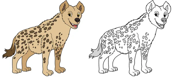 Cartoon Schets Scène Met Hyena Witte Achtergrond Illustratie Voor Kinderen — Stockfoto