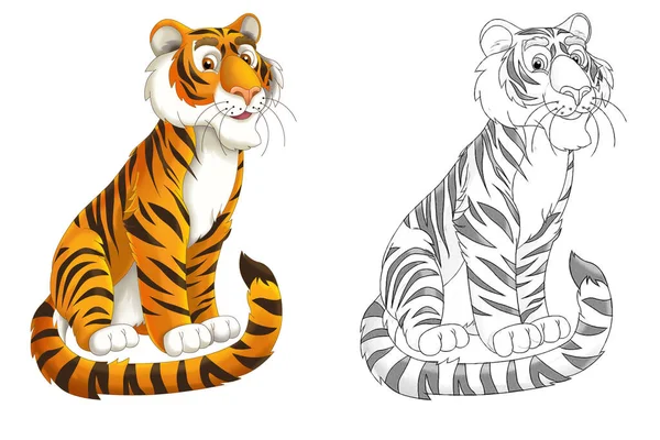 Lindo tigre línea de arte fotos de stock, imágenes de Lindo tigre línea de  arte sin royalties | Depositphotos