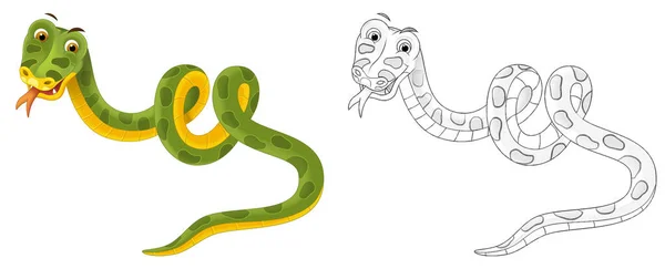 带有白色背景的蛇的卡通画场景 儿童插图 — 图库照片