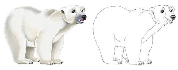 Escena Dibujos Animados Con Oso Polar Ártico Sobre Fondo Blanco —  Fotos de Stock