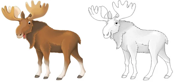 Cartoon Scene Moose Animal Sketch Illustration Children — Stock Photo, Image
