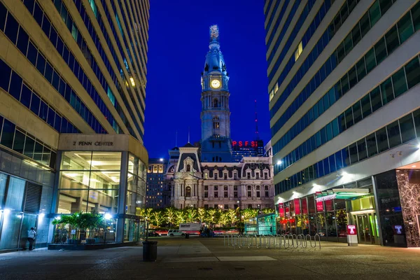Penn Merkezi Belediye Binası Nda Gece Philadelphia Pennsylvania — Stok fotoğraf