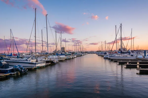 Solnedgång Över Marina Canton Baltimore Maryland — Stockfoto