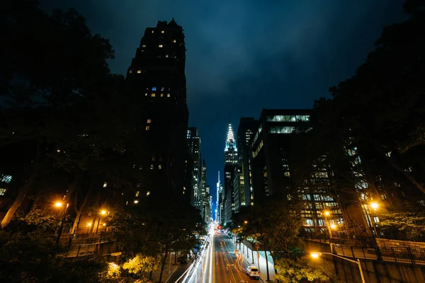 42Nd Street Natten Sett Från Tudor City Midtown Manhattan New — Stockfoto