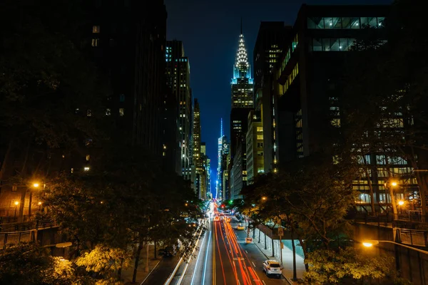 42Nd Street Natten Sett Från Tudor City Midtown Manhattan New — Stockfoto
