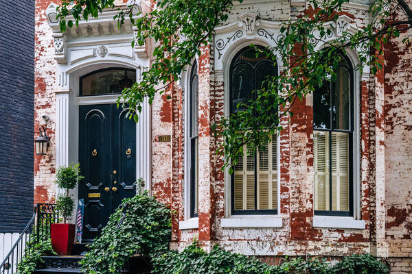 A brick row house in Georgetown, Washington, DC.