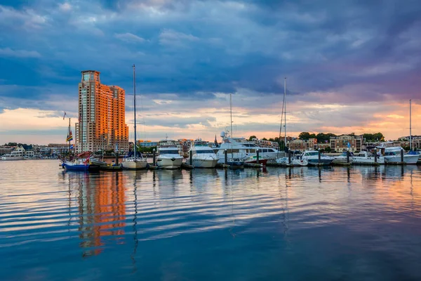 Porto Turistico Porto Interno Tramonto Baltimora Maryland — Foto Stock