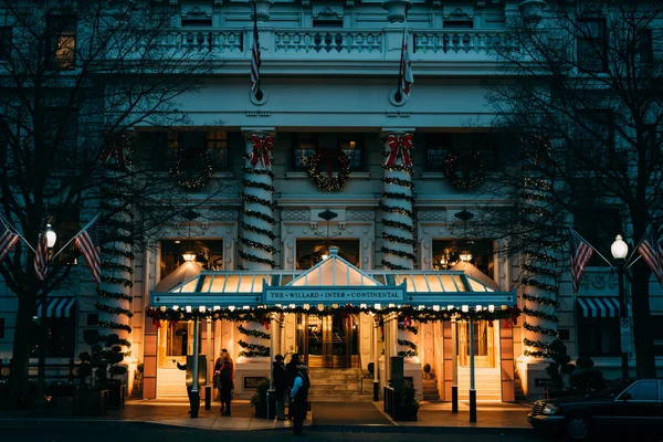 Ozdoby Świąteczne Willard Intercontinental Hotel Centrum Miasta Washington — Zdjęcie stockowe