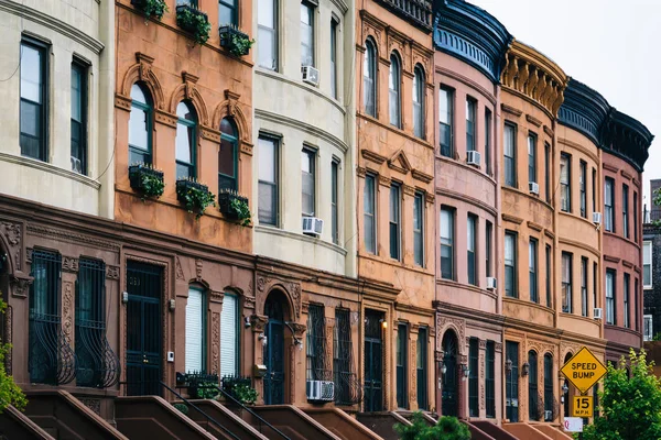 Colorful Row Houses Harlem Manhattan New York City — Stock Photo, Image