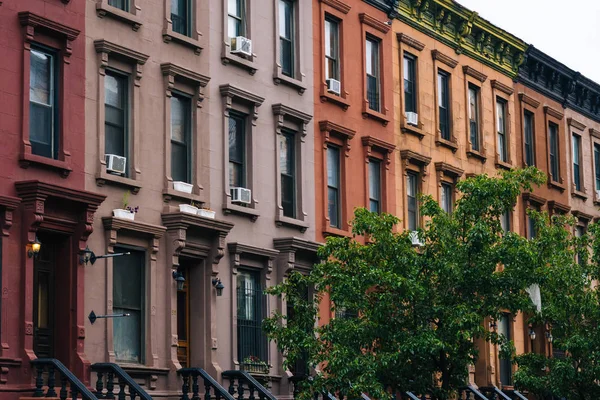 Colorful Row Houses Harlem Manhattan New York City — Stock Photo, Image