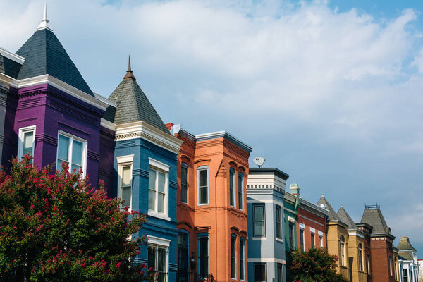 Colorful rowhouses in Washington, DC