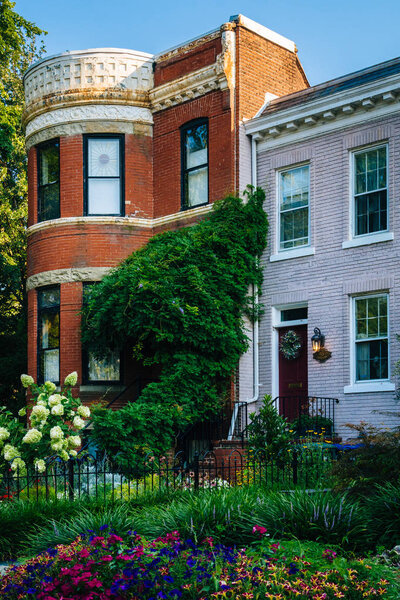 Garden and row houses in Capitol Hill, Washington, DC.