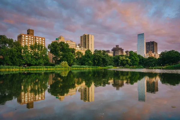 Harlem Meer Bei Sonnenuntergang Central Park Manhattan New York City — Stockfoto