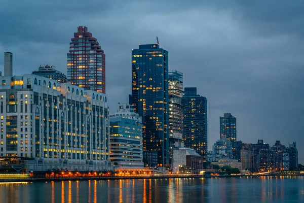 Manhattan East River Nuit Vue Roosevelt Island New York — Photo