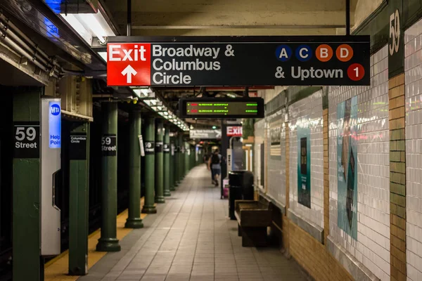 Platform Columbus Circle Subway Station New York City — Stock Photo, Image