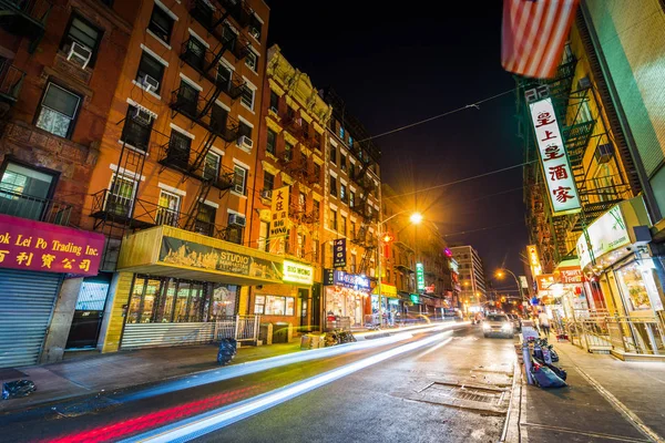 Mott Street Noite Chinatown Manhattan Nova Iorque — Fotografia de Stock