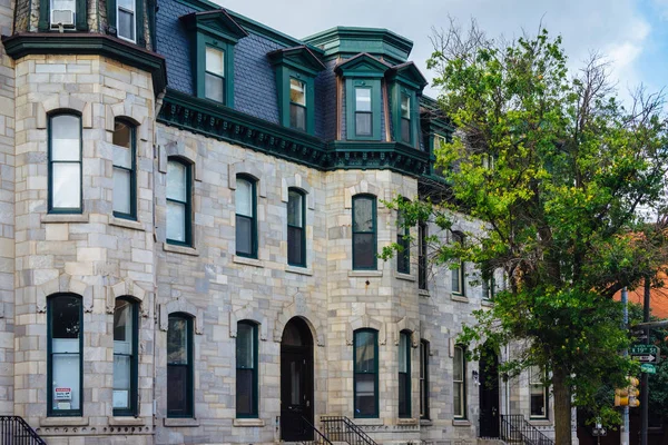 Stone houses on Spring Garden Street, in Philadelphia, Pennsylvania.