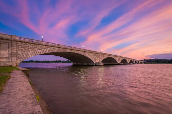 Arlington Memorial Bridge Potomac River Sunset Washington — Stock Photo, Image