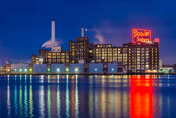 Domino Sugars Factory Night Baltimore Maryland — Stock Photo, Image