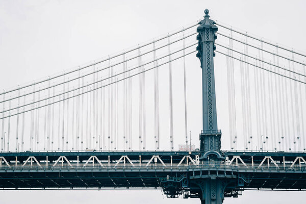 The Manhattan Bridge, seen from DUMBO, in Brooklyn, New York City.