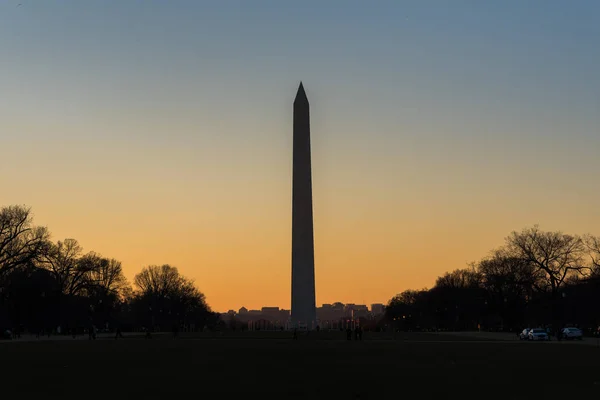 Het Washington Monument Bij Zonsondergang Washington — Stockfoto