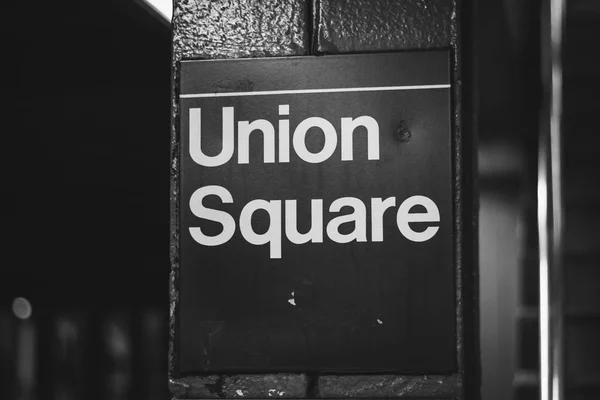 Sinal Estação Metrô Union Square Manhattan Nova York — Fotografia de Stock
