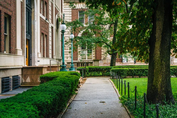 Walkway at Columbia University, in Morningside Heights, Manhattan, New York City.