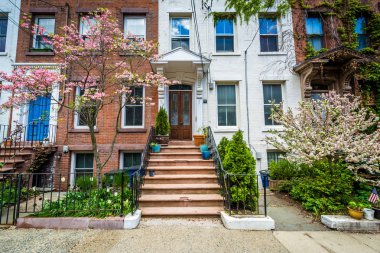 Mahkeme sokak boyunca evleri Wooster Square, New Haven, Connecticut civarındaki oteller.