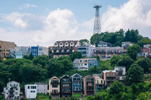 Weergave Van Huizen Een Heuvel Mount Washington Pittsburgh Pennsylvania — Stockfoto