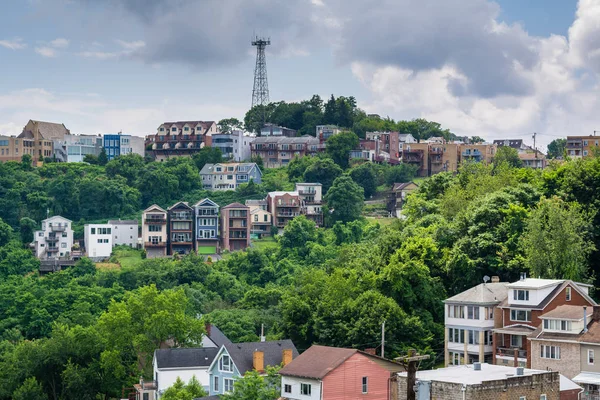 Weergave Van Huizen Een Heuvel Mount Washington Pittsburgh Pennsylvania — Stockfoto