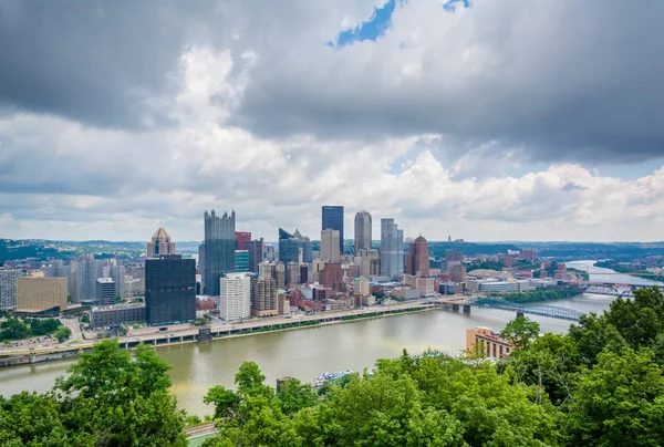 Vista Del Horizonte Pittsburgh Río Monongahela Desde Mount Washington Pittsburgh —  Fotos de Stock