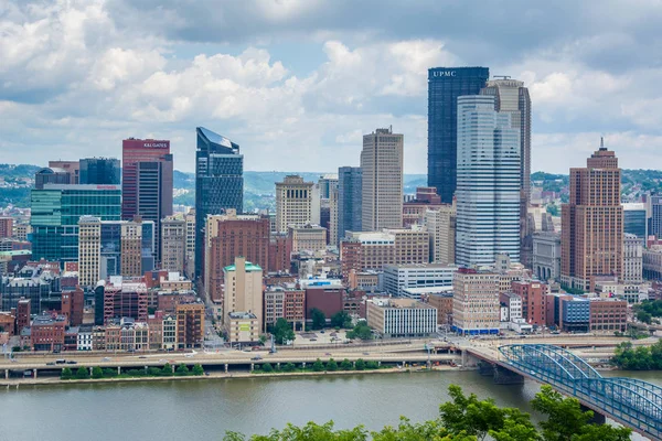 Vista Del Horizonte Pittsburgh Río Monongahela Desde Mount Washington Pittsburgh —  Fotos de Stock