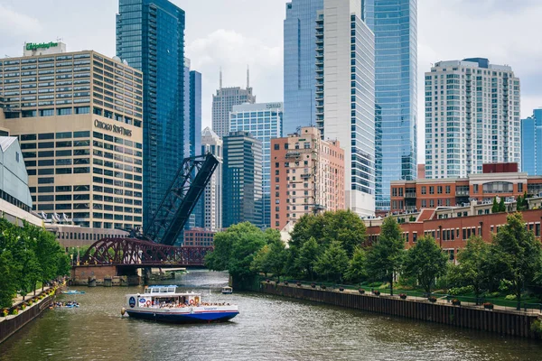 Taxibåt Floden Chicago Chicago Illinois — Stockfoto