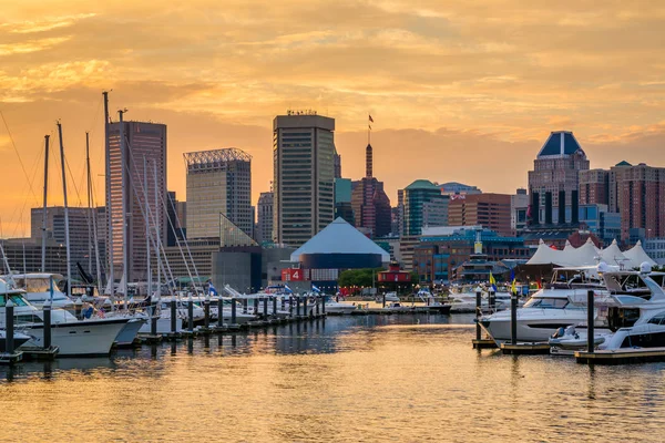 Baltimore Inner Harbor Sunset Baltimore Maryland — Fotografia de Stock