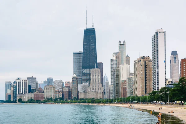 Mrakodrapy Podél Řeky Chicago Noci Chicagu Illinois — Stock fotografie