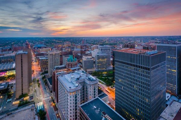 Zachód Słońca Nad Centrum Miasta Baltimore Maryland — Zdjęcie stockowe