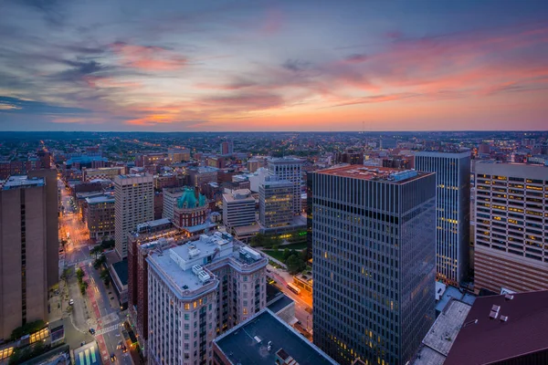 Puesta Sol Sobre Centro Baltimore Maryland — Foto de Stock