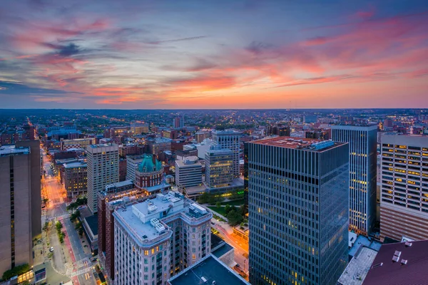 Puesta Sol Sobre Centro Baltimore Maryland — Foto de Stock